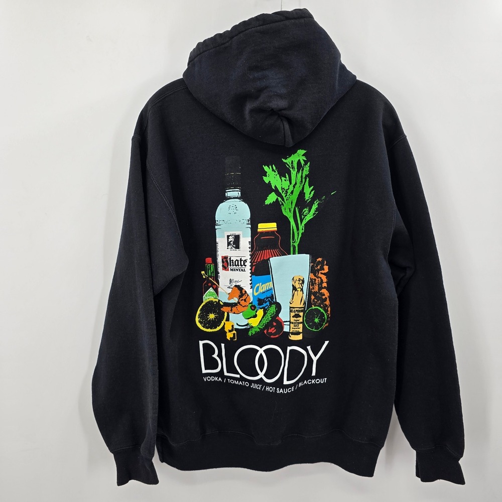 Skate Mental Mens Bloody Mary Hot Sauce Graphic Hoodie Black Pullover Medium